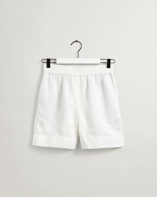 Gant Linen Viscose Pull-On Women's Shorts White | PrjM8hqrEiz