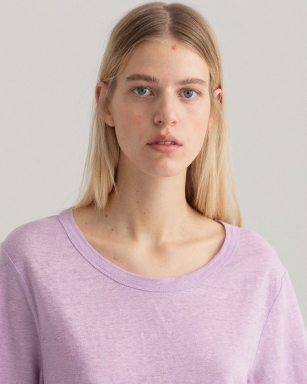 Gant Linen Women's T-shirts Purple | bxzc1TSf8mZ