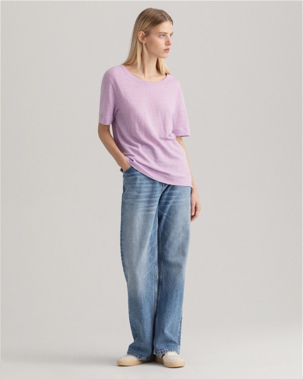 Gant Linen Women's T-shirts Purple | bxzc1TSf8mZ