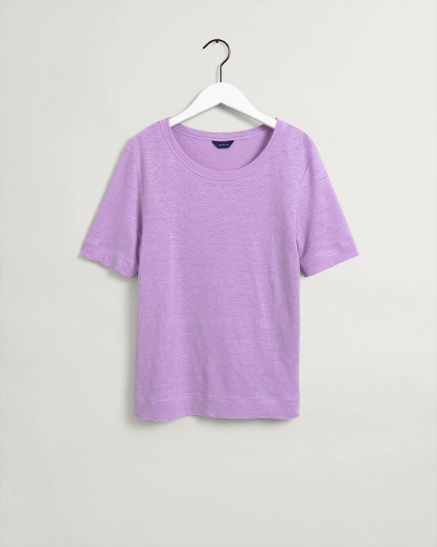 Gant Linen Women's T-shirts Purple | bxzc1TSf8mZ