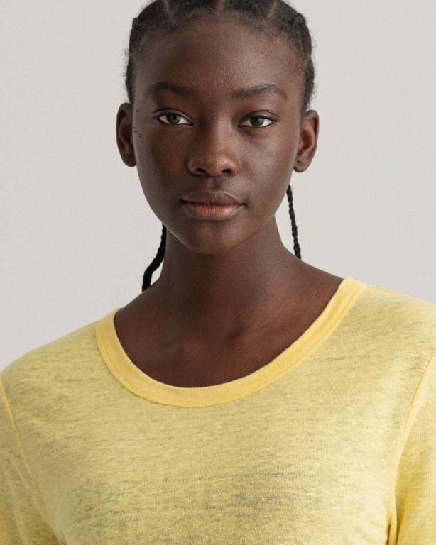 Gant Linen Women's T-shirts Yellow | WgfGNctJqdZ