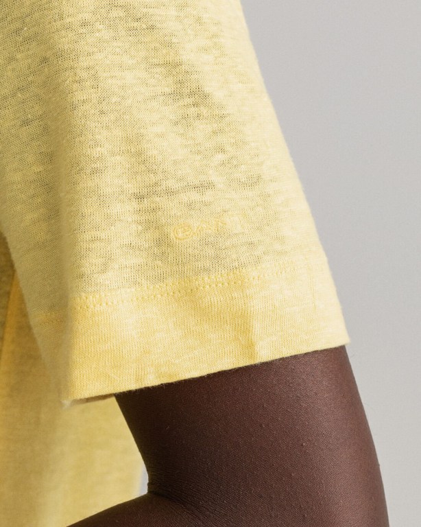 Gant Linen Women's T-shirts Yellow | WgfGNctJqdZ