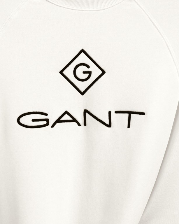 Gant Logo Crew Neck Men's Sweatshirts White | TlNPey5slsK