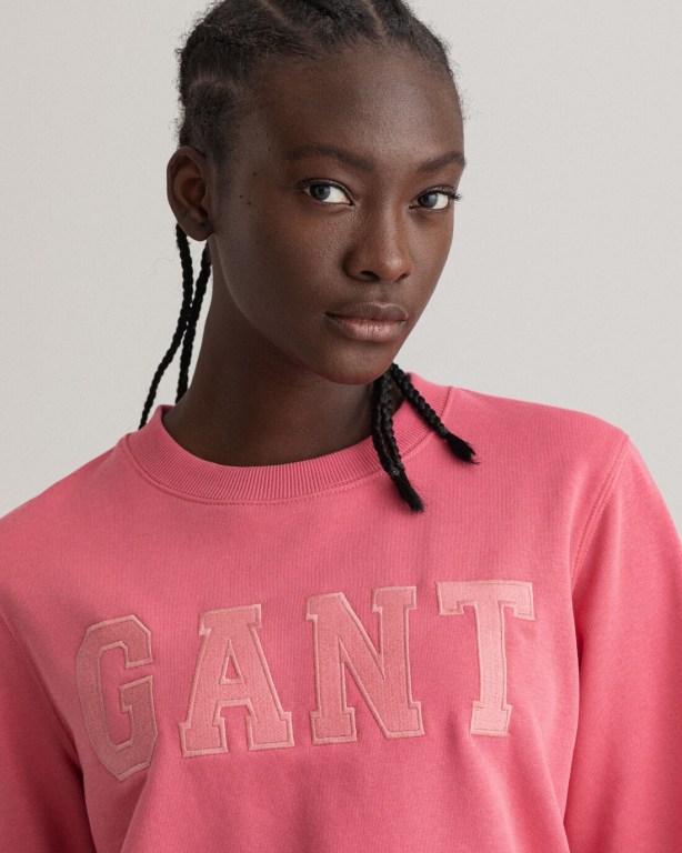 Gant Logo Crew Neck Women's Sweatshirts Rose | fJcsVvlhefT