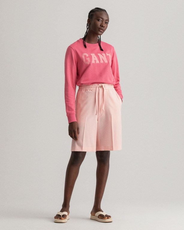 Gant Logo Crew Neck Women's Sweatshirts Rose | fJcsVvlhefT