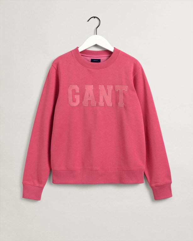 Gant Logo Crew Neck Women's Sweatshirts Rose | fJcsVvlhefT