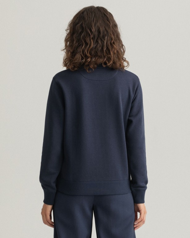 Gant Logo Crew Neck Women's Sweatshirts Blue | usDKx8CiG4F