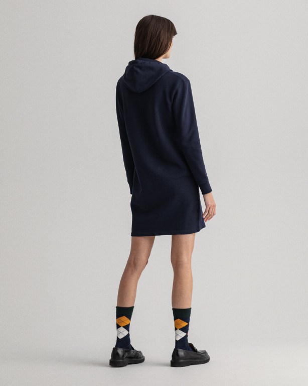 Gant Logo Hoodie Women's Dresses Blue | RxPp8907Akw