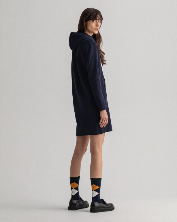 Gant Logo Hoodie Women's Dresses Blue | RxPp8907Akw