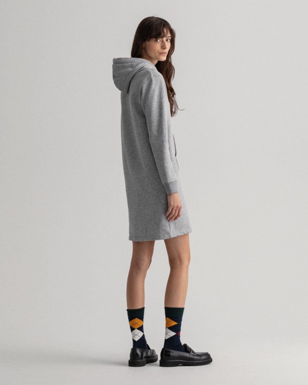 Gant Logo Hoodie Women's Dresses Grey | BBkmhfafZj9