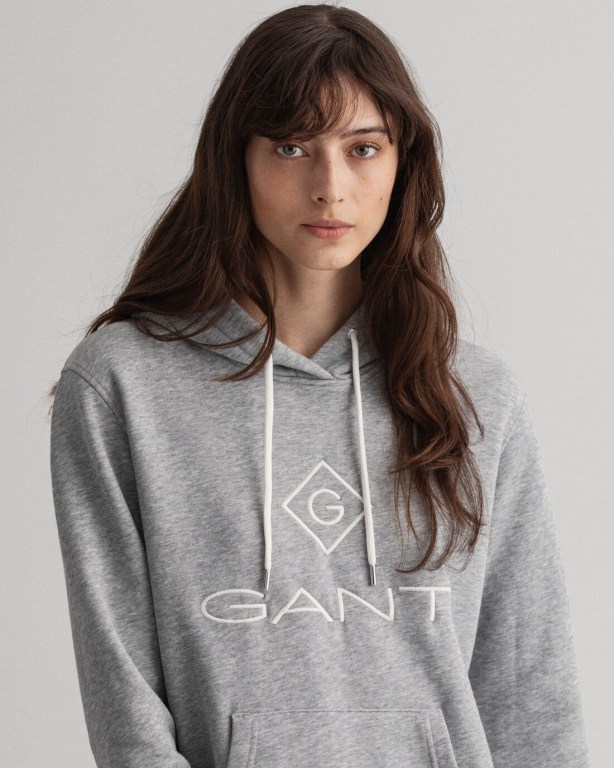 Gant Logo Hoodie Women's Dresses Grey | BBkmhfafZj9