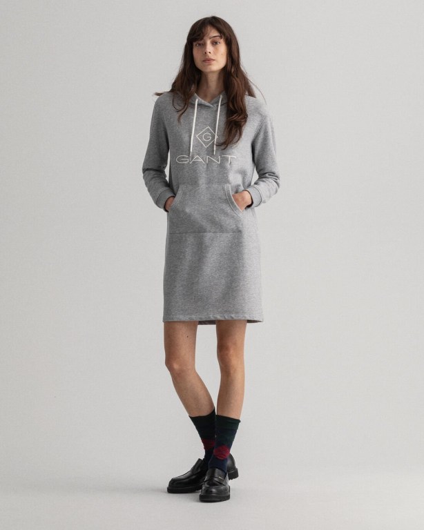 Gant Logo Hoodie Women's Dresses Grey | BBkmhfafZj9