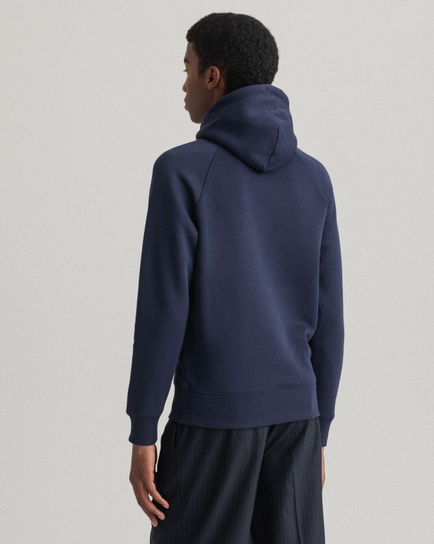 Gant Logo Men's Hoodies Blue | 0fHjuYzQG9B