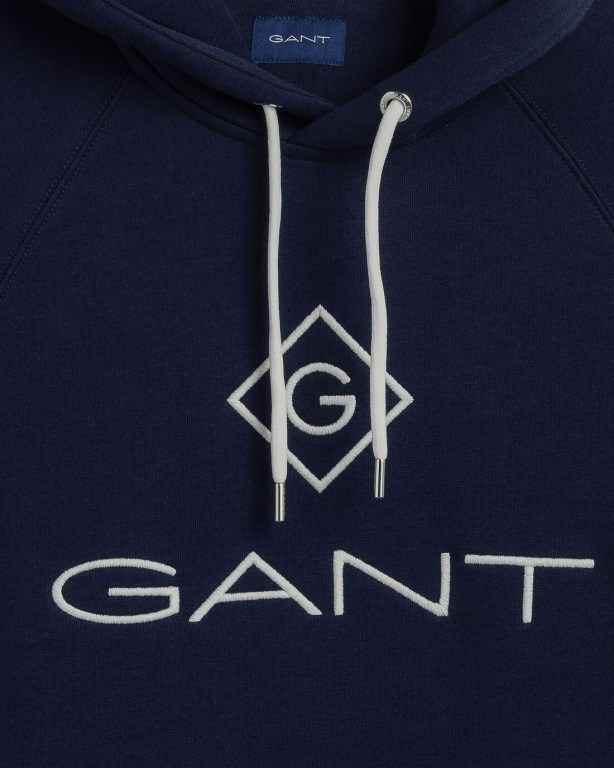 Gant Logo Men's Hoodies Blue | 0fHjuYzQG9B