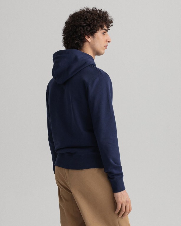 Gant Logo Men's Hoodies Blue | BMAtldYCF0u