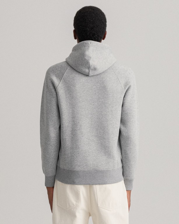 Gant Logo Men's Hoodies Grey | 6GmlbWDDIsz