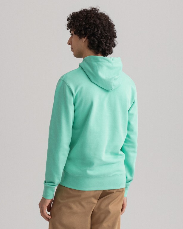 Gant Logo Men's Hoodies Mint | uyvbECm0eGl