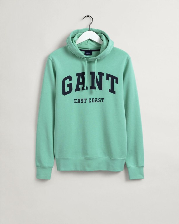 Gant Logo Men's Hoodies Mint | uyvbECm0eGl