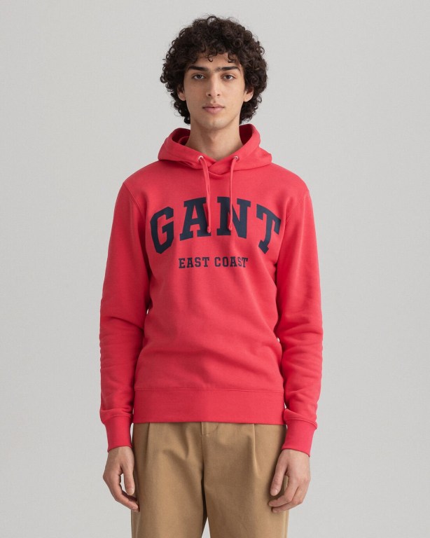 Gant Logo Men\'s Hoodies Pink | 5eUJHRSh2tu