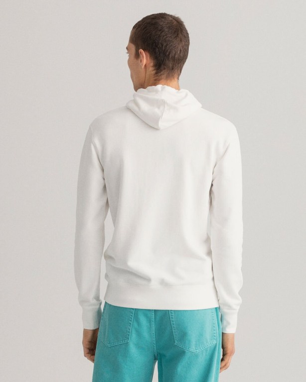 Gant Logo Men's Hoodies White | HRzUCb3LgCC