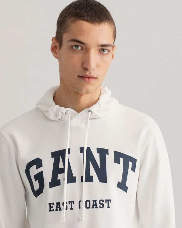 Gant Logo Men's Hoodies White | HRzUCb3LgCC