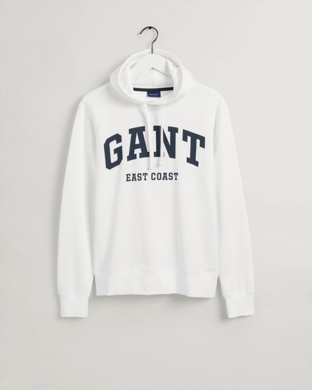 Gant Logo Men's Hoodies White | HRzUCb3LgCC