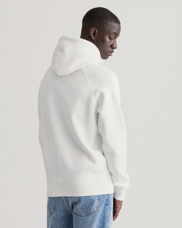 Gant Logo Men's Hoodies White | iUeJQbImHLu