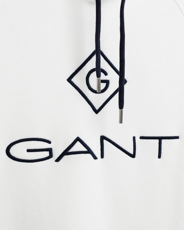 Gant Logo Men's Hoodies White | iUeJQbImHLu