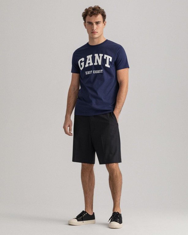 Gant Logo Men's T-shirts Blue | X1kygbupZZO