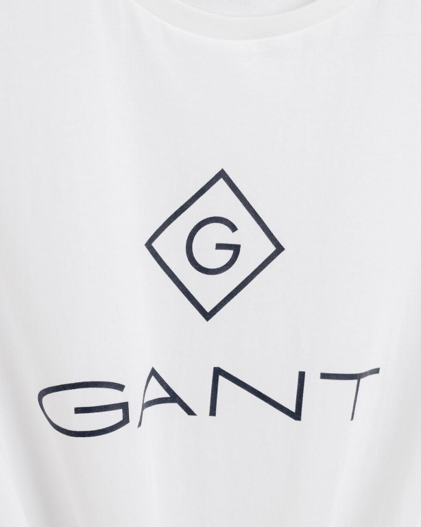 Gant Logo Men's T-shirts White | FVE01mpDA6Q