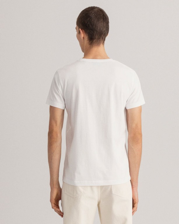 Gant Logo Men's T-shirts White | Iv3nEW8HVnR