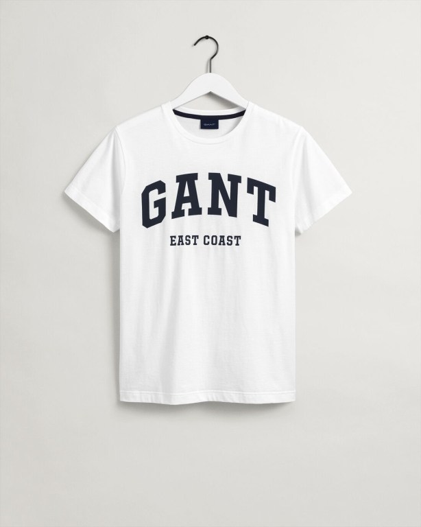 Gant Logo Men's T-shirts White | Iv3nEW8HVnR