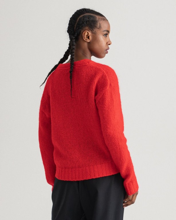 Gant Logo Mohair Crew Neck Women's Crew Neck Jumpers Red | bUGfLstAOUW