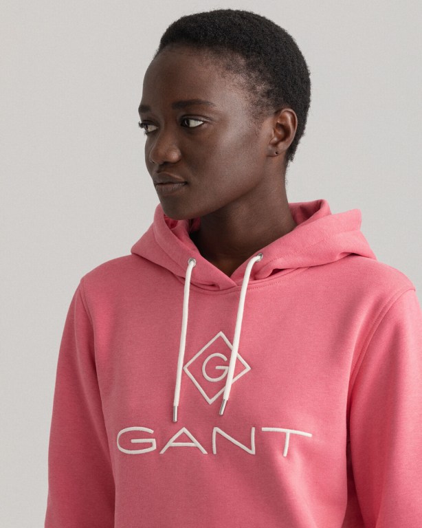 Gant Logo Sweat Women's Hoodies Rose | RtJtqbMoRJV