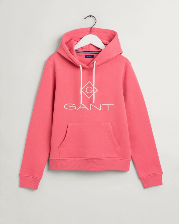 Gant Logo Sweat Women's Hoodies Rose | RtJtqbMoRJV