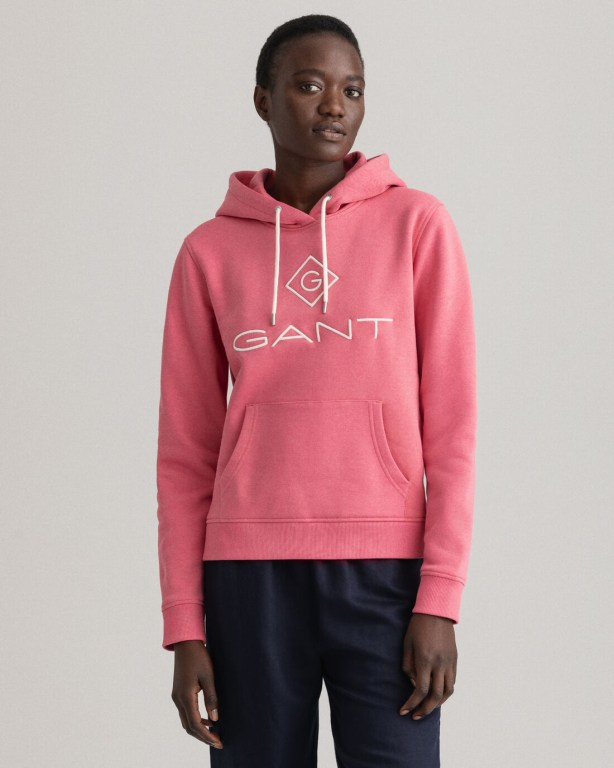 Gant Logo Sweat Women\'s Hoodies Rose | RtJtqbMoRJV