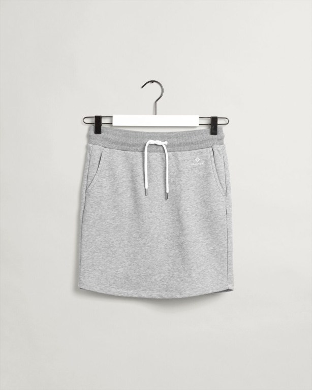 Gant Logo Sweat Women's Skirts Grey | OvVVOia2mCw