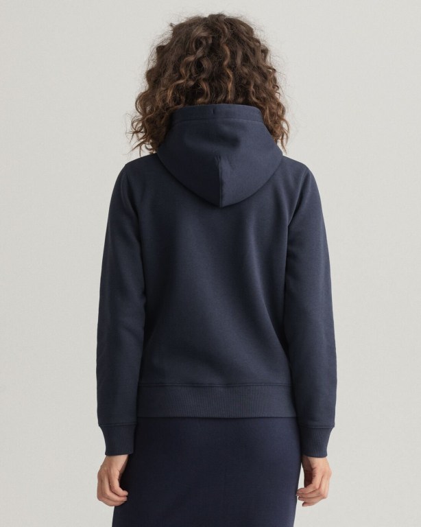 Gant Logo Zip Women's Hoodies Blue | Ti64nRrjFqJ