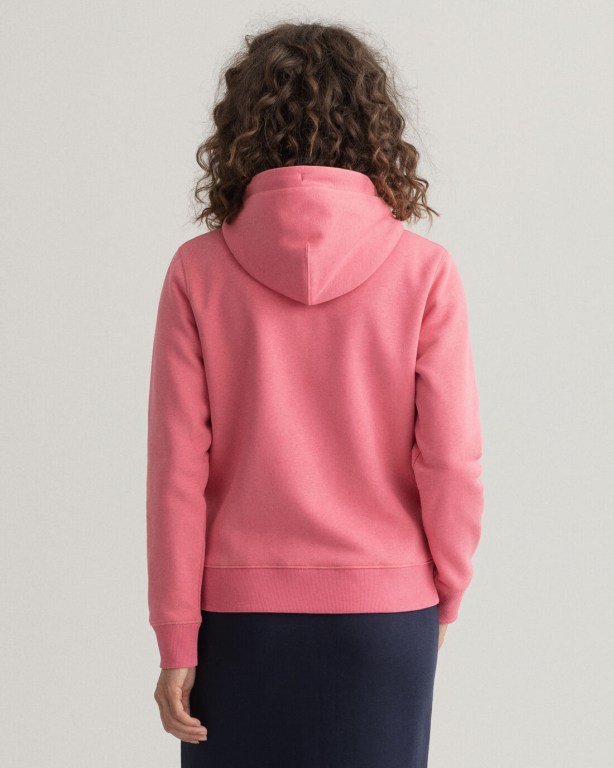 Gant Logo Zip Women's Hoodies Rose | 9CezEXE82Iz