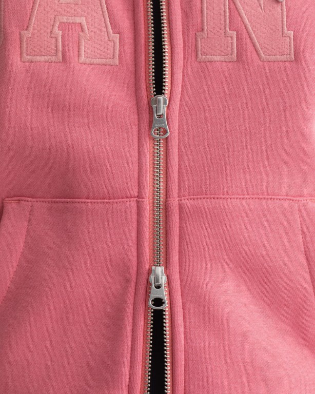 Gant Logo Zip Women's Hoodies Rose | 9CezEXE82Iz