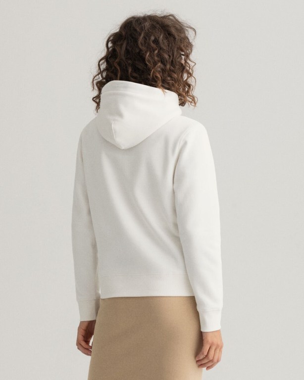 Gant Logo Zip Women's Hoodies White | KYNWsyofZSZ