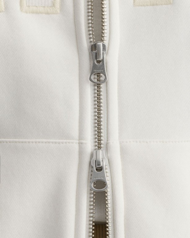 Gant Logo Zip Women's Hoodies White | KYNWsyofZSZ