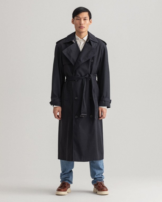 Gant Long Trench Coat Men's Raincoats Blue | TnV16V11AQK