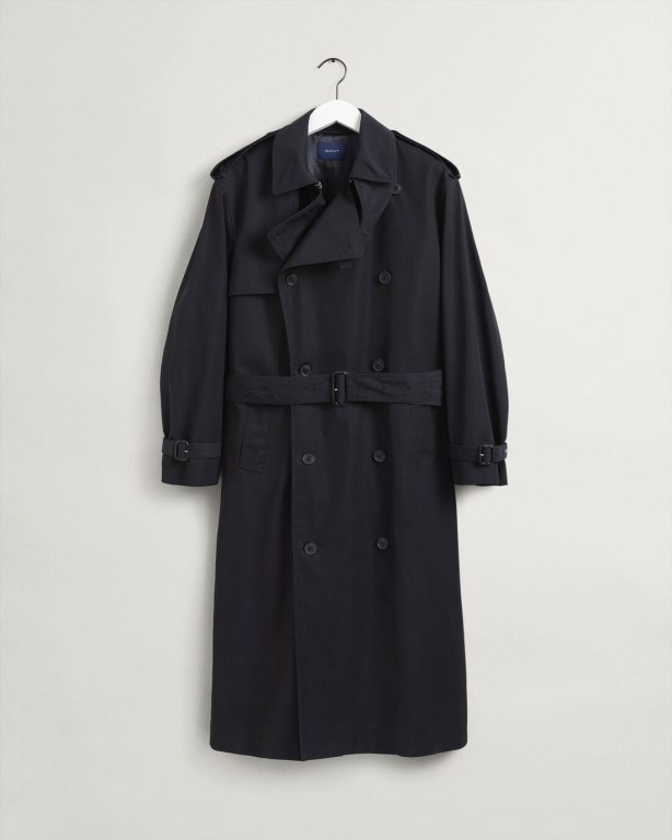 Gant Long Trench Coat Men's Raincoats Blue | TnV16V11AQK