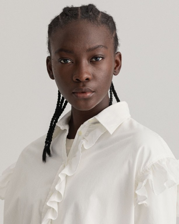 Gant Luxury Poplin Flounce Women's Shirts White | ef9tig4vrqO