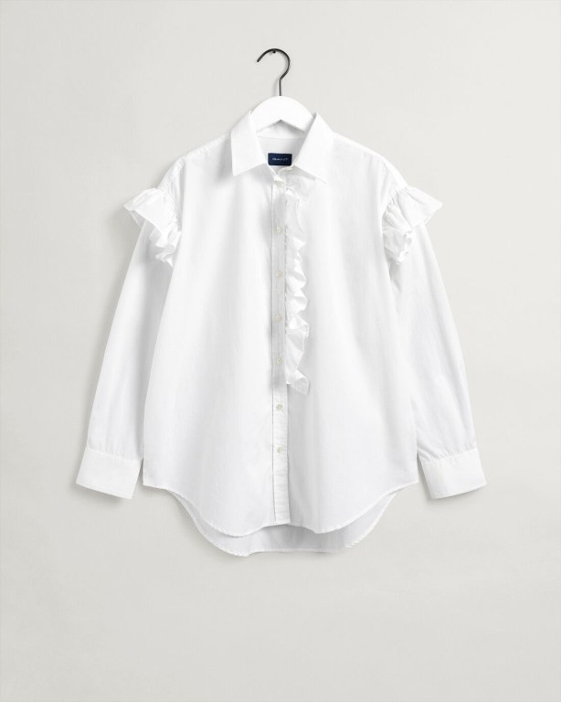 Gant Luxury Poplin Flounce Women's Shirts White | ef9tig4vrqO