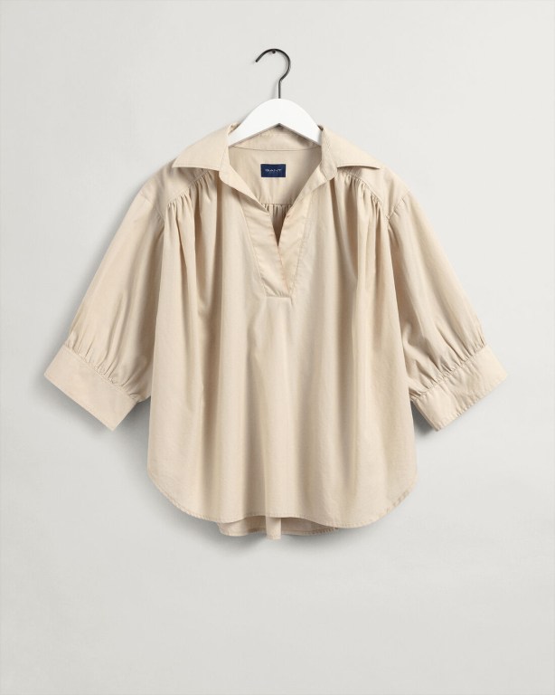 Gant Luxury Poplin Popover Women's Shirts Beige | 1PI30Ty8FSp