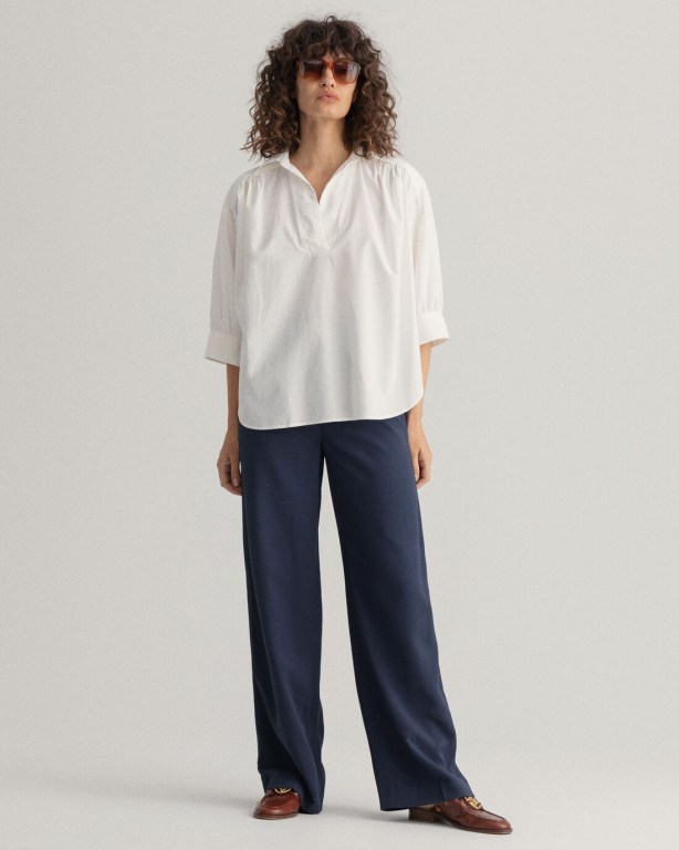 Gant Luxury Poplin Popover Women's Shirts White | 8vojIC45bHU