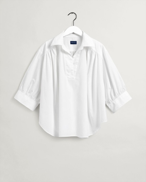 Gant Luxury Poplin Popover Women's Shirts White | 8vojIC45bHU