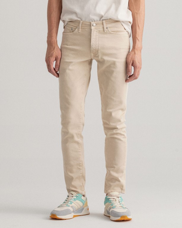 Gant Maxen Extra Slim Fit Active-Recover Color Men's Extra Slim Fit Jeans Light Yellow | BelKligBeSg